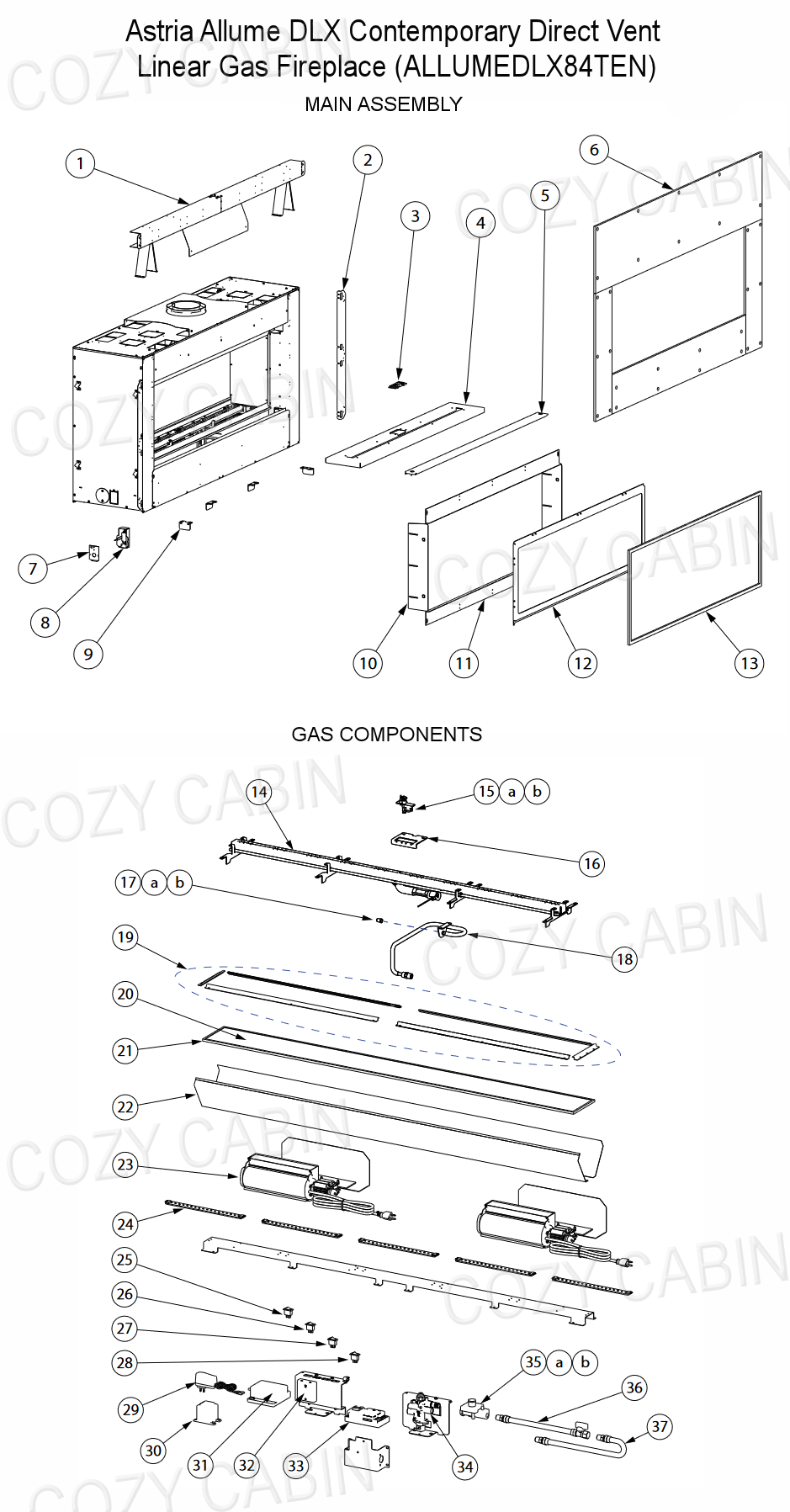 Astria Allume DLX Contemporary Direct Vent Linear Gas Fireplace (ALLUMEDLX84TEN) #ALLUMEDLX84TEN
